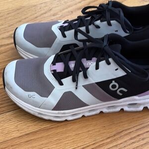 On Running Women's Athletic Shoes - Black, Gray, and White